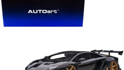 Lamborghini Aventador Liberty Walk 1/18 Model Car - Gloss Black & Gold by Autoart