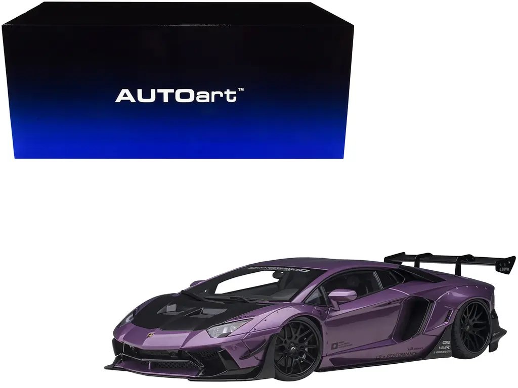 Limited Edition Lamborghini Aventador Liberty Walk 1/18 Model Car – Purple Metallic by Autoart