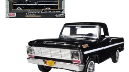 1969 Ford F-100 Black Diecast Model 1/24 by Motormax - Classic Pickup Truck Collectible