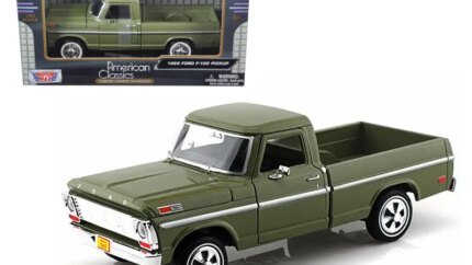 Vintage 1969 Ford F-100 Green Diecast Model 1/24 by Motormax - Classic Pickup Truck Collectible