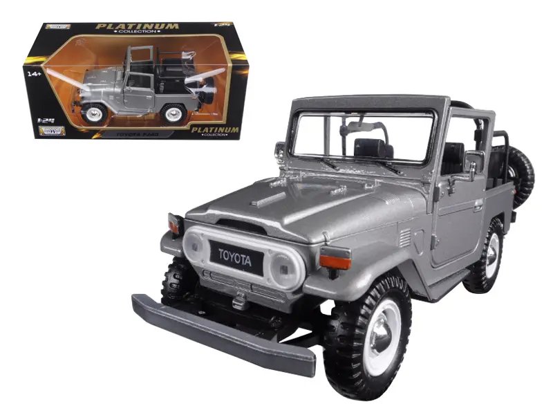 Toyota FJ40 Convertible Silver 1/24 Diecast Model by Motormax – Collectible Classic