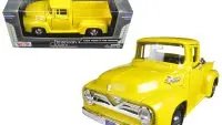 Vintage 1955 Ford F-100 Yellow Diecast Model 1/24 by Motormax - Classic Pickup Truck Collectible