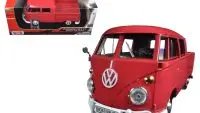 Vintage Volkswagen Type 2 T1 Double Cab Pickup Truck Wax Red 1/24 Diecast Model by Motormax