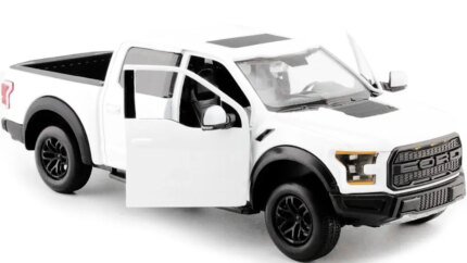 2017 Ford F-150 Raptor Diecast Model 1/24 White with Black Wheels by Motormax
