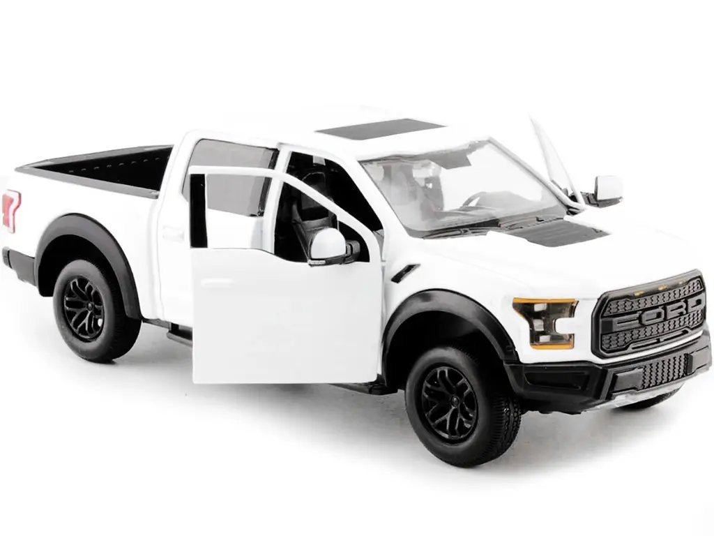 2017 Ford F-150 Raptor Diecast Model 1/24 White with Black Wheels by Motormax