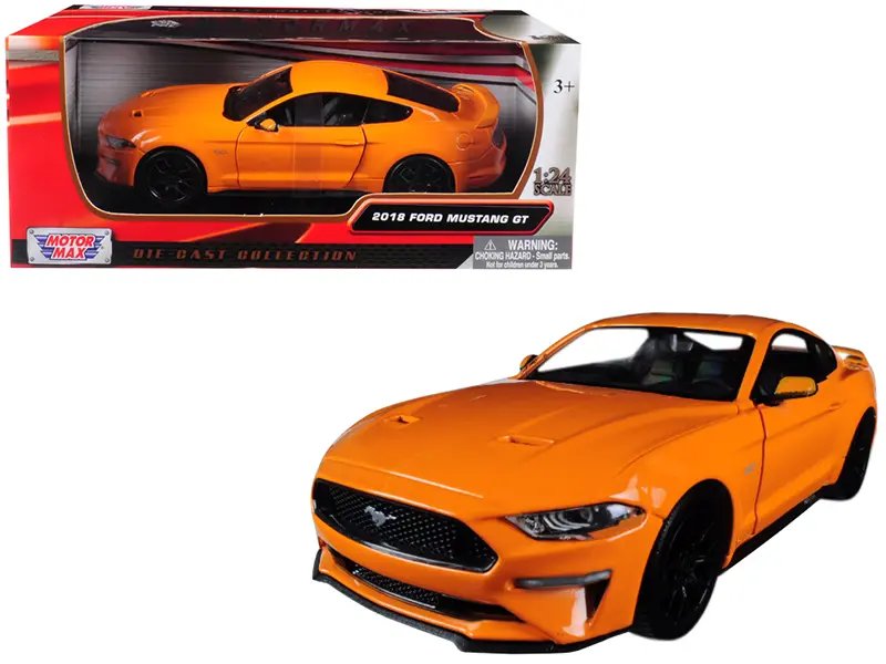 2018 Ford Mustang GT 5.0 Orange Diecast Model 1/24 by Motormax with Black Wheels