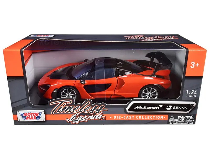 McLaren Senna Orange Metallic & Black 1/24 Diecast Model Car by Motormax – Timeless Legends