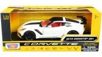2019 Chevrolet Corvette C7 ZR1 Diecast Model Car 1/24 - White, Black & Red Interior by Motormax