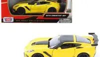 2019 Chevrolet Corvette ZR1 Yellow Diecast Model 1/24 by Motormax – Black Accents