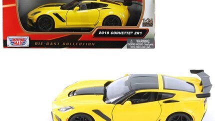2019 Chevrolet Corvette ZR1 Yellow Diecast Model 1/24 by Motormax – Black Accents