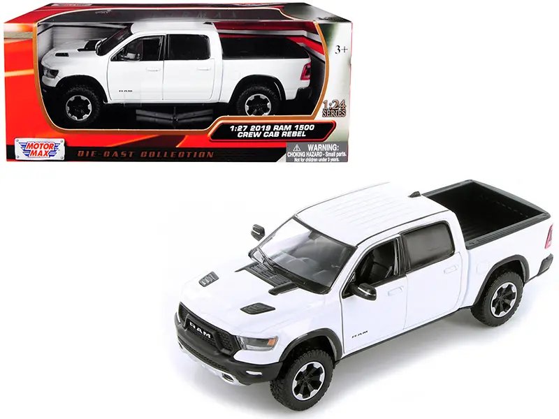 2019 RAM 1500 Rebel Crew Cab White Diecast Model 1/24-1/27 by Motormax