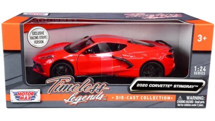 2020 Chevrolet Corvette C8 Stingray Diecast Model - Red with Silver Stripes by Motormax
