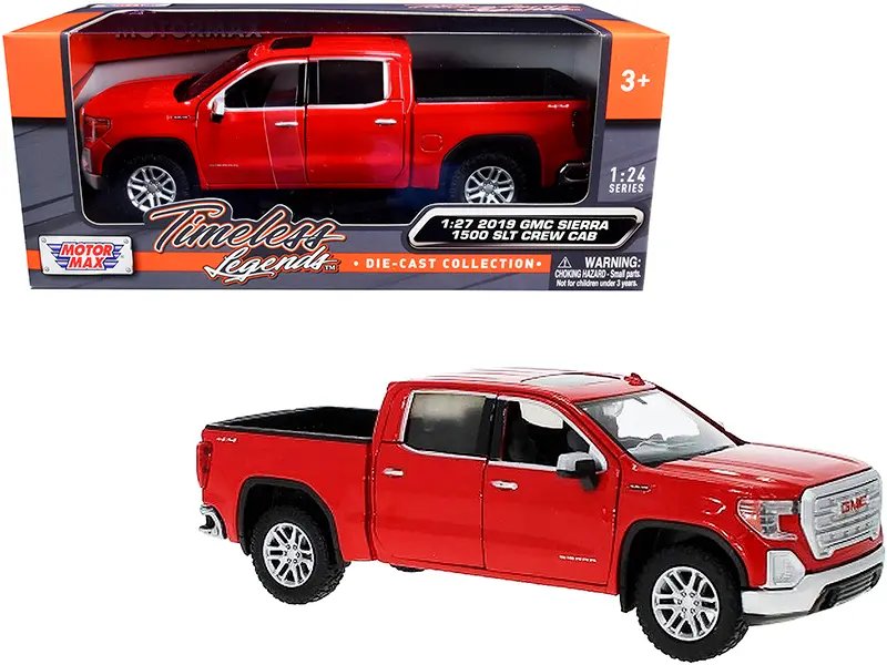 2019 GMC Sierra 1500 SLT Red Diecast Model 1/24-1/27 by Motormax – Collectible Pickup Truck
