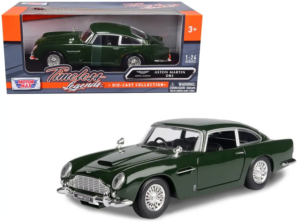 Aston Martin DB5 RHD Dark Green 1/24 Diecast Model Car – Timeless Legends by Motormax