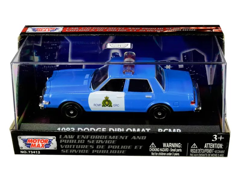 1983 Dodge Diplomat RCMP Diecast Model 1/43 by Motormax – Light Blue & White Collectible