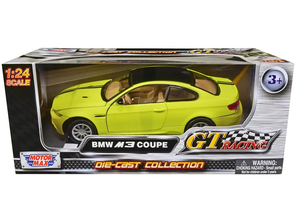 BMW M3 Coupe Neon Yellow GT Racing 1/24 Diecast Model Car by Motormax