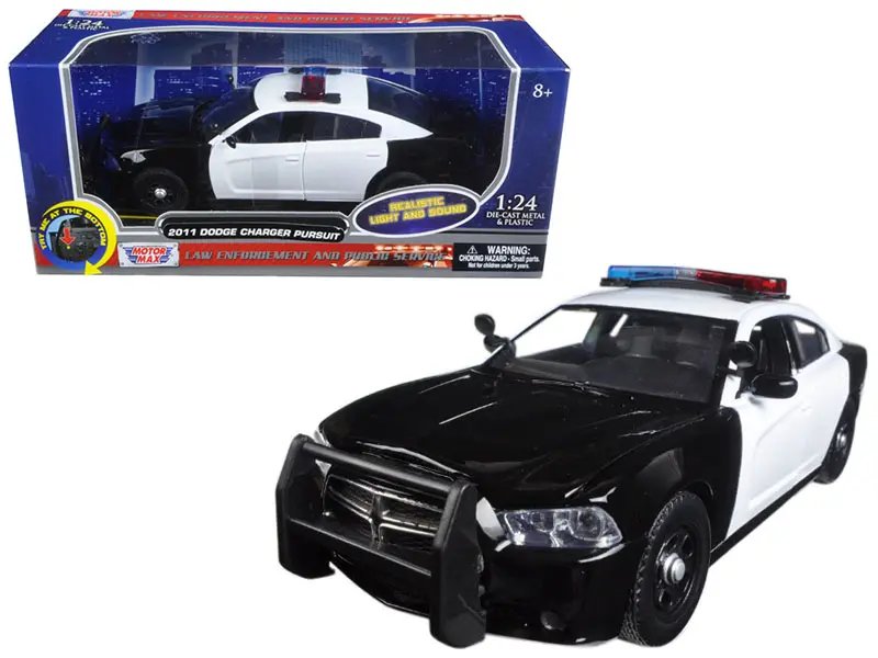 Diecast Model Cars wholesale toys dropshipper drop shipping 2011 Dodge Charger Pursuit Police Car Black and White with Flashing Light Bar Front and Rear Lights and 2 Sounds 1/24 Motormax 79533 drop shipping wholesale drop ship drop shipper dropship d 2011 Dodge Charger Pursuit Police Car 1/24 Diecast Model with Lights & Sounds by Motormax