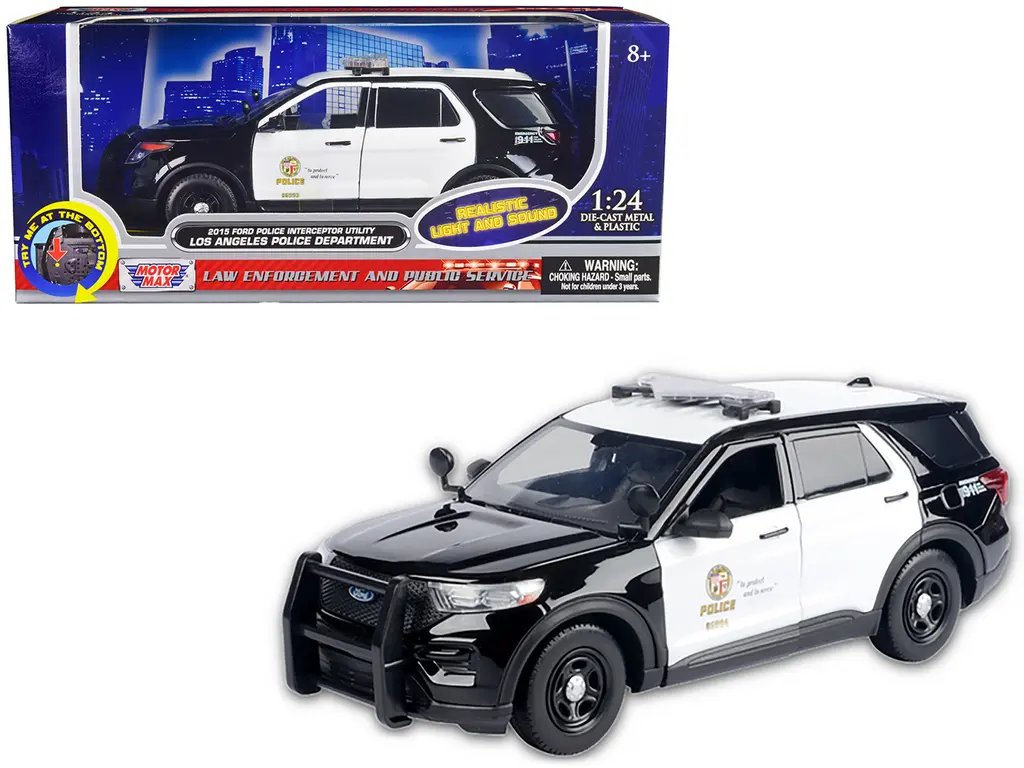 2015 Ford Police Interceptor Utility LAPD 1/24 Diecast Model Car with Lights & Sounds by Motormax