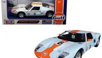 Ford GT Concept #6 Gulf Livery 1/24 Diecast Model Car by Motormax - Light Blue & Orange
