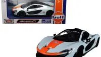 McLaren P1 Gulf Oil Livery 1/24 Diecast Model Car by Motormax - Light Blue & Orange