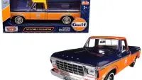 1979 Ford F-150 Custom Pickup Truck Diecast Model - Gulf Dark Blue & Orange 1/24 by Motormax