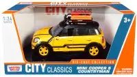 Mini Cooper S Countryman Diecast Model 1/24 - Yellow Metallic & Black with Roof Rack by Motormax