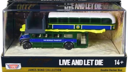 James Bond 007 Diecast Model: Double Decker Bus "San Monique Transport" from "Live and Let Die" (1973) by Motormax - James Bond Collection Series