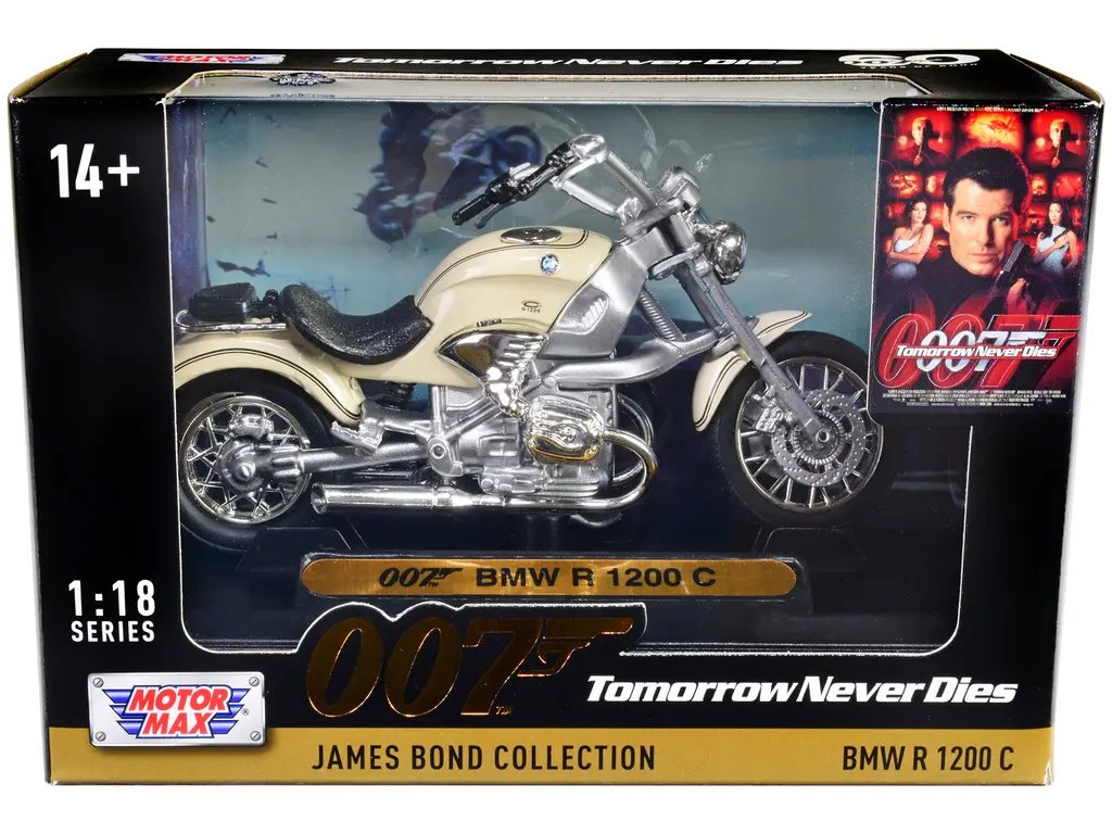 Diecast Model Cars wholesale toys dropshipper drop shipping BMW R 1200 C Motorcycle Cream James Bond 007 Tomorrow Never Dies 1997 Movie James Bond Collection Series 1/18 Motormax 79845 drop shipping wholesale drop ship drop shipper dropship dropshipp BMW R 1200 C James Bond 007 Diecast Model - Tomorrow Never Dies 1/18 by Motormax