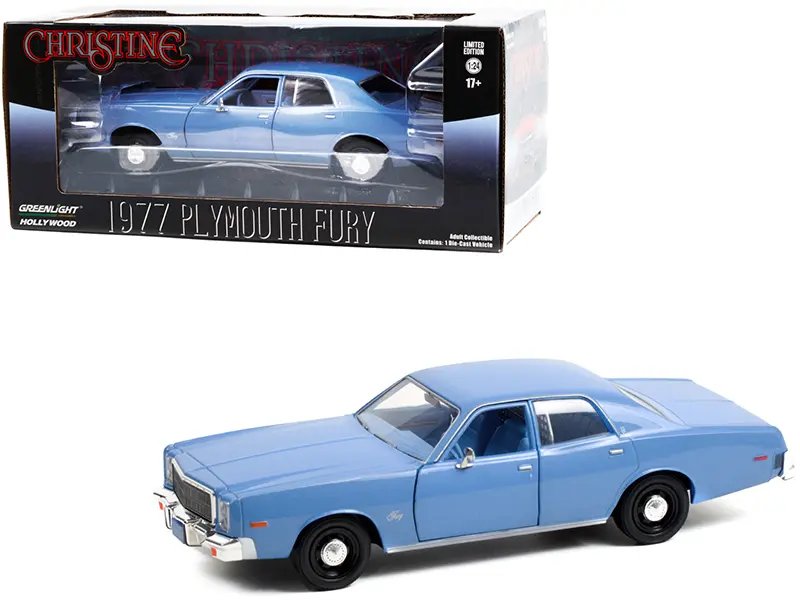 1977 Plymouth Fury Pearl Steel Blue (Detective Rudolph Junkins’) “Christine” (1983) Movie 1/24 Diecast Model Car by Greenlight