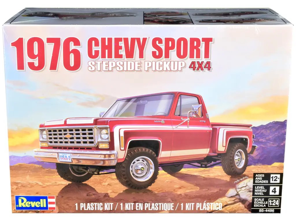 Revell 1976 Chevrolet Sports Stepside 4×4 Pickup Truck Model Kit 1/24 Scale – Level 4