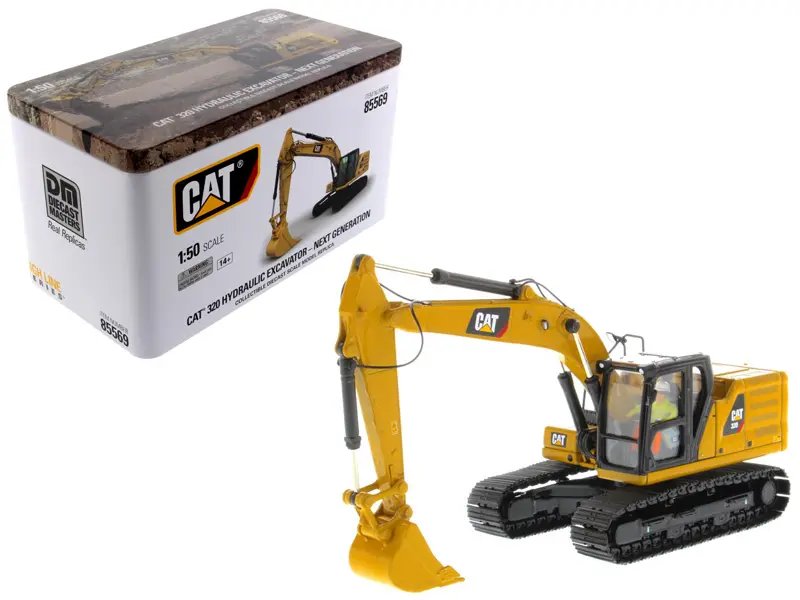CAT Caterpillar 320 Hydraulic Excavator 1/50 Diecast Model by Diecast Masters – High Line Series with Operator