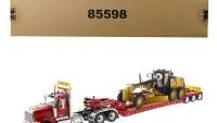 International HX520 Tandem Tractor Red with XL 120 Lowboy Trailer and CAT Caterpillar 12M3 Motor Grader Set of 2 pieces 1/50 Diecast Models by Diecast Masters