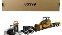 International HX520 Tandem Tractor Black with XL 120 Lowboy Trailer and CAT Caterpillar 963K Track Loader Set of 2 pieces 1/50 Diecast Models by Diecast Masters