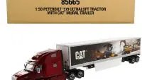 Peterbilt 579 UltraLoft Red Truck with CAT Mural Trailer 1/50 Diecast Model by Diecast Masters