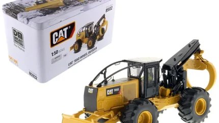 CAT Caterpillar 555D Wheel Skidder 1/50 Diecast Model by Diecast Masters - High Line Series with Operator