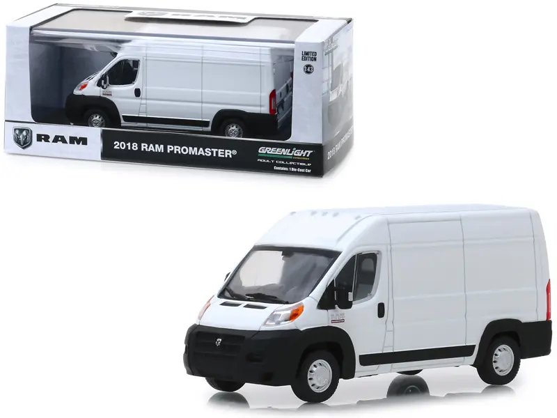 2018 RAM ProMaster 2500 High Roof Diecast Model 1/43 by Greenlight – Bright White Collectible Van