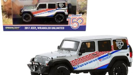 2017 Jeep Wrangler Unlimited Silver Diecast Model - BFGoodrich 150th Anniversary All-Terrain 1/43 by Greenlight
