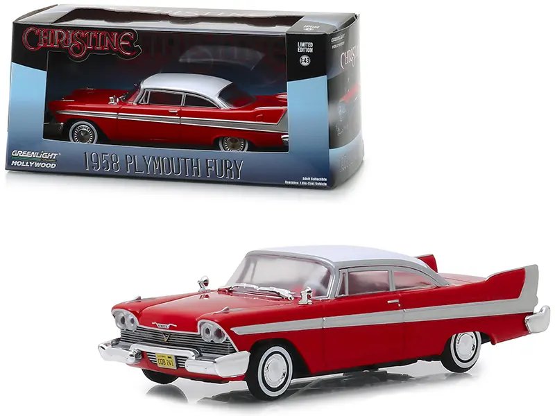 Greenlight 1/24 1958 Plymouth Fury "Christine" Diecast Car – Red, 1983 Movie Edition