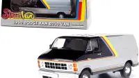 1980 Dodge Ram B250 Street Van 1/43 Diecast Model by Greenlight - Silver & Black Collectible