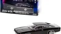 1968 Dodge Charger R/T Black with Black Vinyl Top "John Wick" 1/43 Diecast Model Car by Greenlight