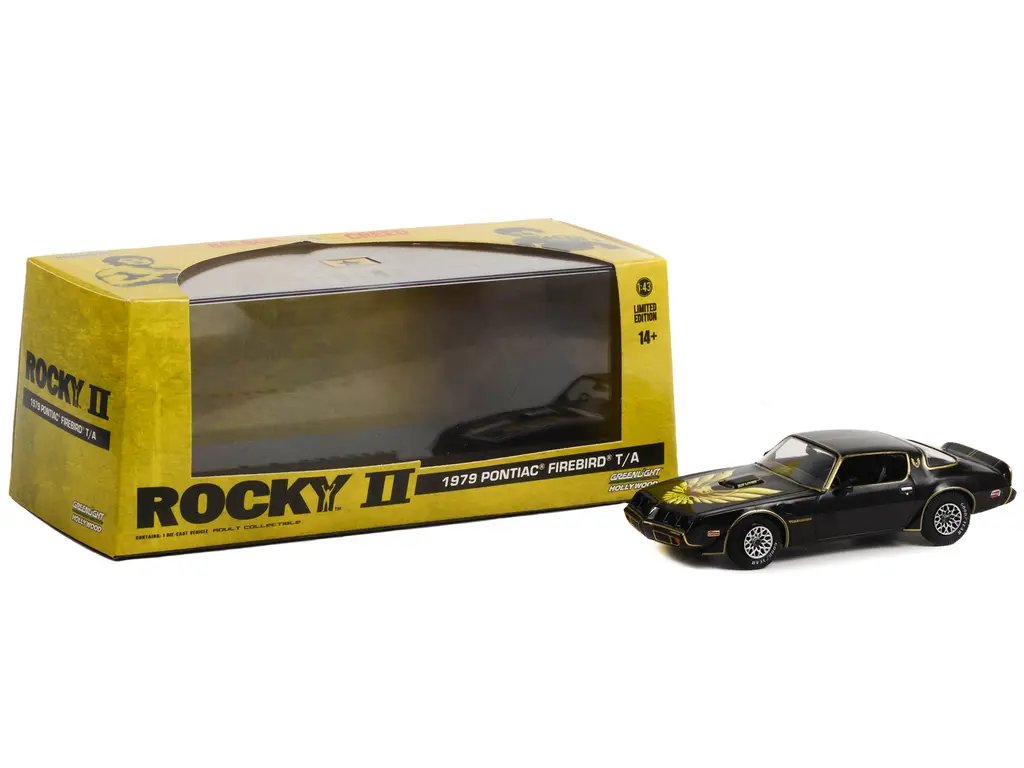 1979 Pontiac Firebird Trans Am Black Diecast Model Car 1/43 – Rocky II Movie Collectible by Greenlight