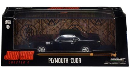 1971 Plymouth Barracuda Black Diecast Model - John Wick 4 Hollywood Series by Greenlight