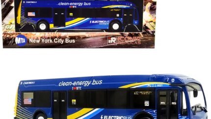 Proterra ZX5 Electric Transit Bus 1/87 Diecast Model - MTA NYC Dark Blue Stripes by Iconic Replicas