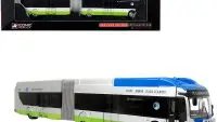 New Flyer Xcelsior XN-60 Miami-Dade County Articulated Bus Model - Silver, Blue & Green Design