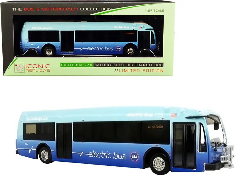 Proterra ZX5 Electric Transit Bus #65 Chicago Blue – Eco-Friendly Public Transport