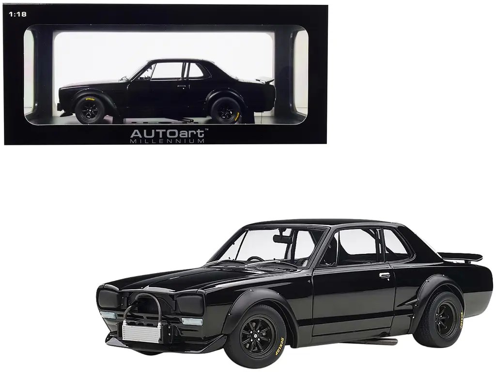 1972 Nissan Skyline GT-R KPGC-10 Racing Black Millennium 1/18 Diecast Model by Autoart