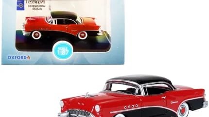1955 Buick Century Diecast Model 1/87 HO Scale - Carlsbad Black & Cherokee Red by Oxford Diecast