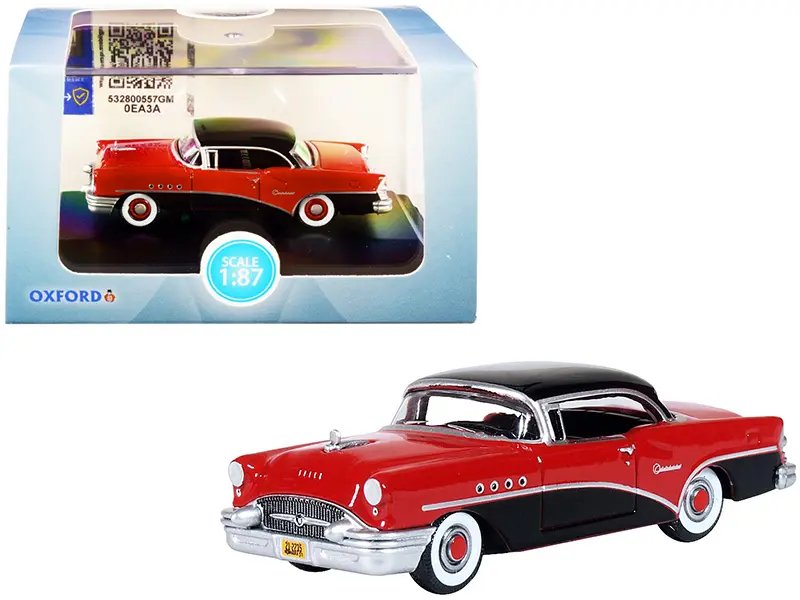 Diecast Model Cars wholesale toys dropshipper drop shipping 1955 Buick Century Carlsbad Black Cherokee Red 1/87 HO Scale Oxford Diecast 87BC55006 drop shipping wholesale drop ship drop shipper dropship dropshipping toys dropshipper diecast drop shipp 1955 Buick Century Diecast Model 1/87 HO Scale - Carlsbad Black & Cherokee Red by Oxford Diecast