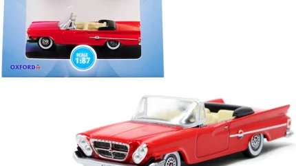 1961 Chrysler 300 Convertible Mardi Gras Red 1/87 Scale Diecast Model by Oxford Diecast