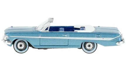 1961 Chevrolet Impala Convertible Jewel Blue Metallic 1/87 Scale Diecast Model by Oxford Diecast